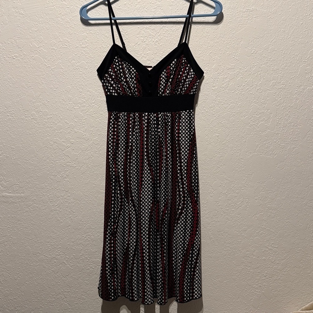 Sexy Candies Retro Geometric Print Empire Waist Spaghetti Strap Dress Midi Small